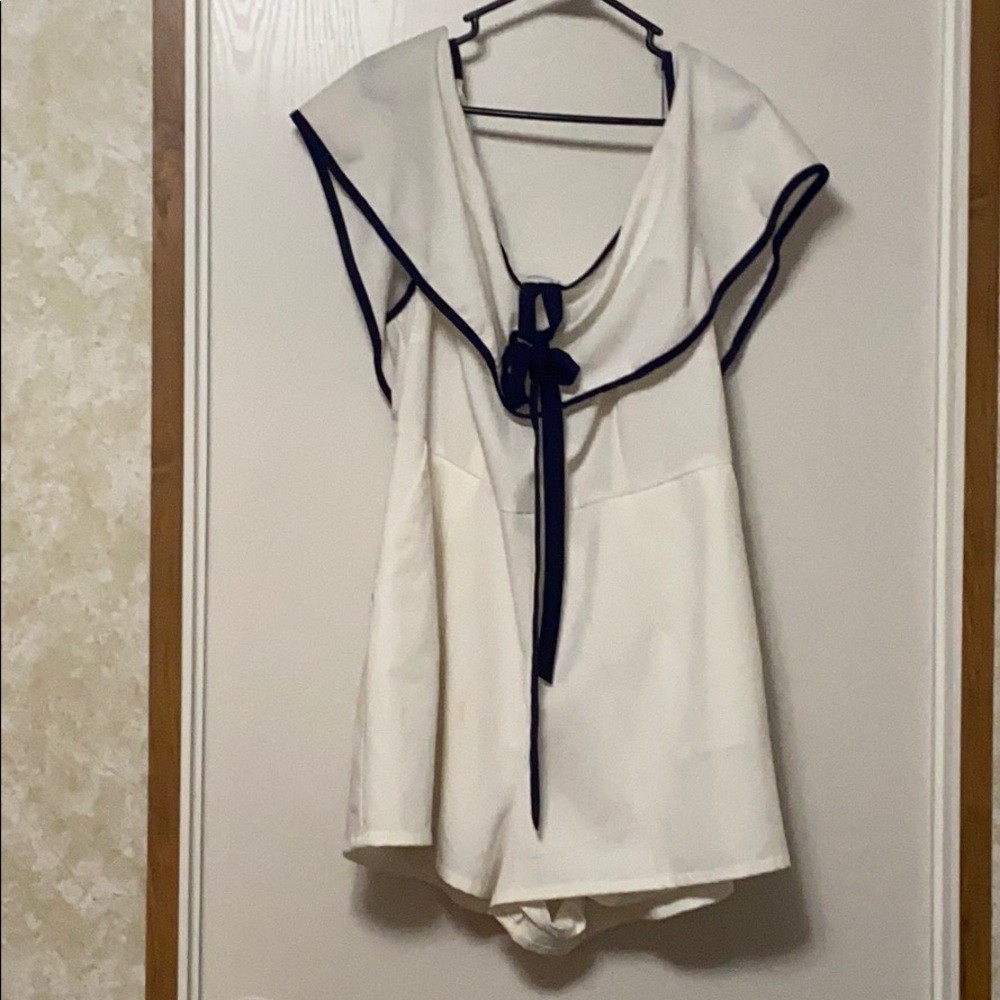 Halter Neck Romper with Contrast Trim
